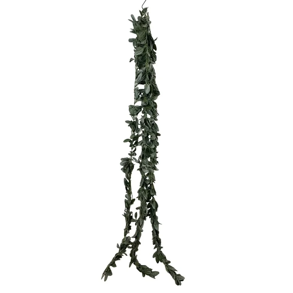 Artificial Lambs Ear Garland 60 Inch Flocked Sage Green Farmhouse Set‎ of 3